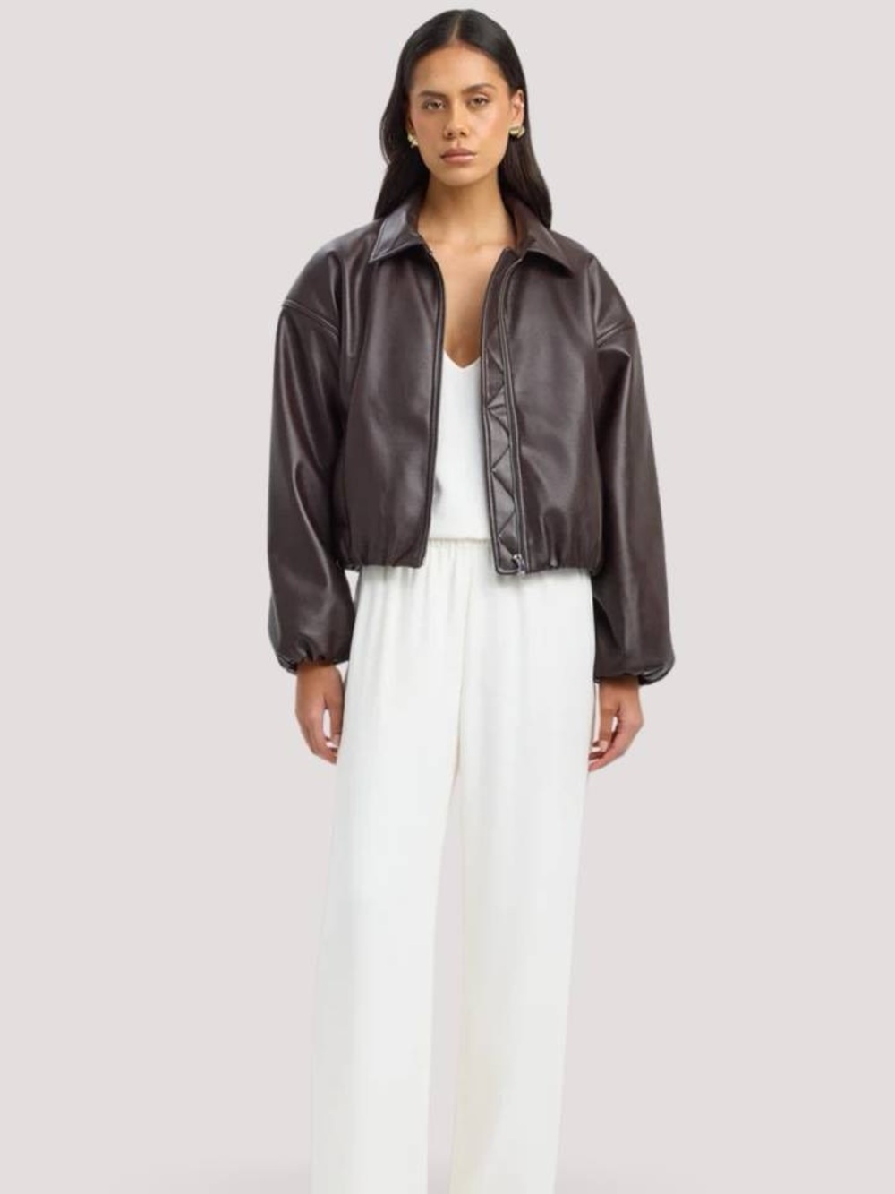 Genuine Leather Dark Brown Bomber Jacket